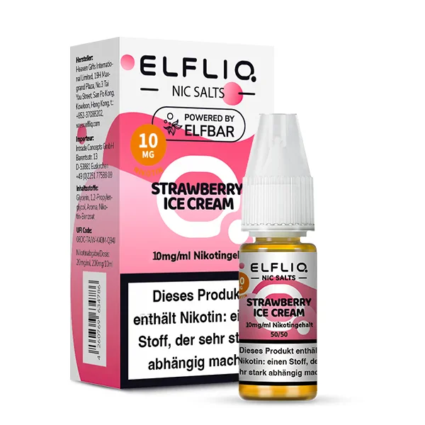 Elfbar ELFLIQ Liquid 10ml 10mg | Strawberry Ice Cream