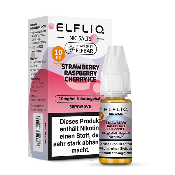 Elfbar ELFLIQ Liquid 10ml 10mg | Strawberry Raspberry Cherry Ice