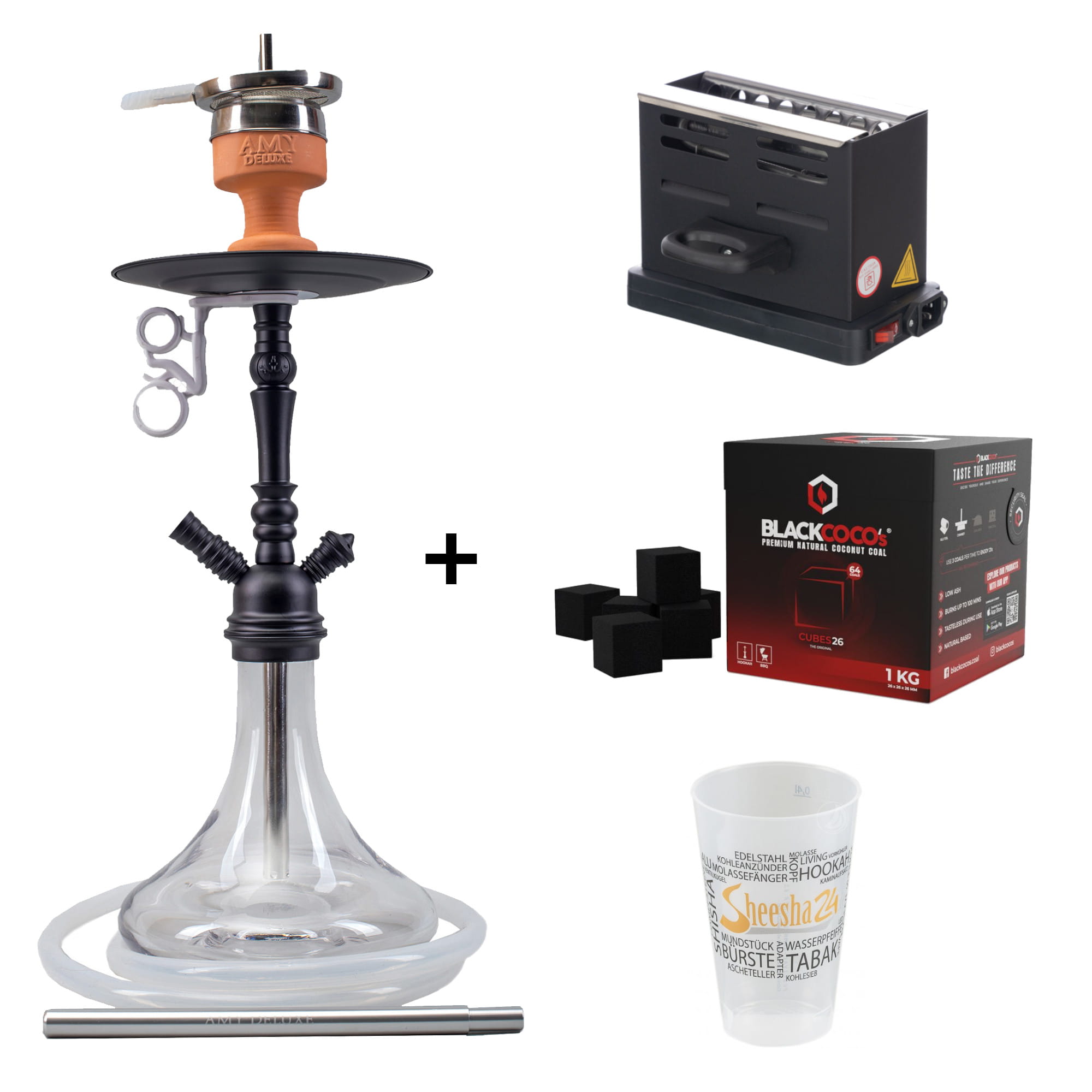 Premium Shisha Set: AMY 056 Middle Globe + Kohle + Anzünder + Becher > dein Shisha Komplettset