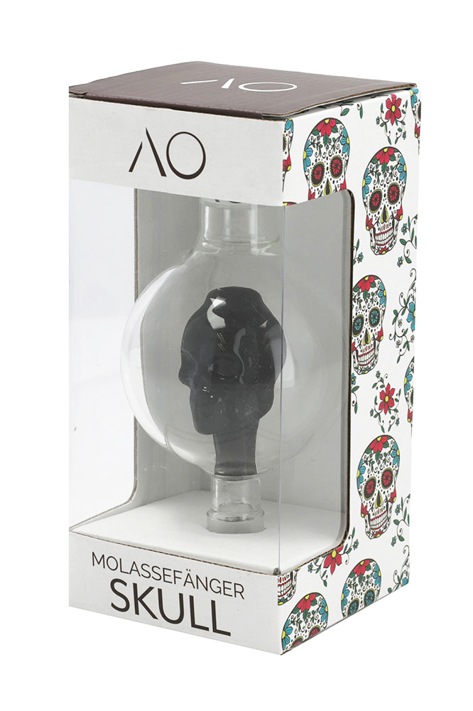 AO Glas Molassefänger 18/8 Skull - Black